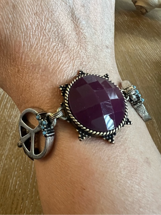 Lucky Brand Jewelry - Lucky Brand Silver-Tone Bracelet with Deep Purple Faceted Stone